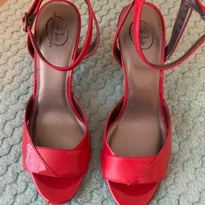 Red patent strappy sandal